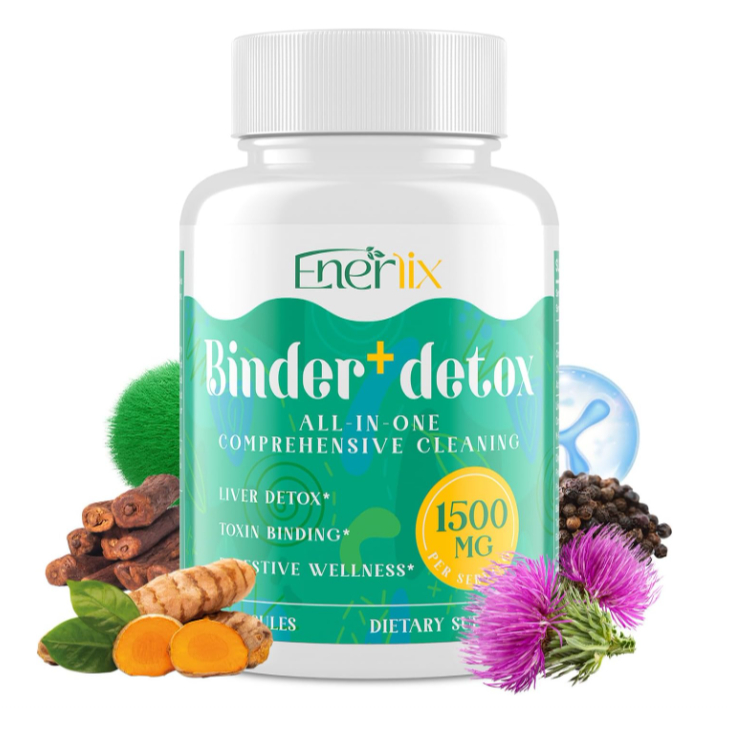 15-in-1 Detox Binder, Activated Charcoal, Zeolite & Bentonite Clay, Chlorella, 1500 MG Detox Supplem