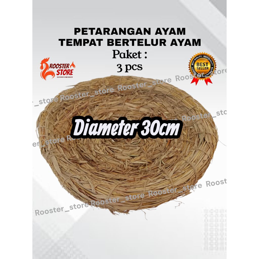 PAKET 3 Pcs Petarangan Ayam Bangkok Sarang Bertelur Ayam  Bahan Jerami