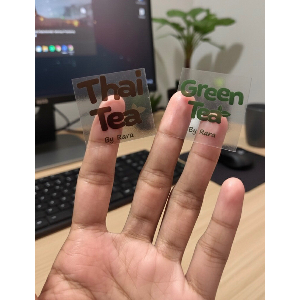 Print Cetak Stiker Label Vinyl Transparan Anti Air