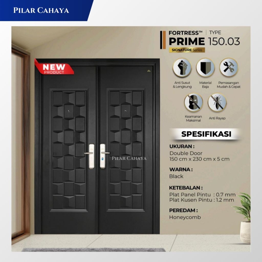 PINTU BAJA FORTRESS PRIME 150.03 HITAM UKURAN 150 x 230 PINTU KUPU TARUNG - SEMARANG