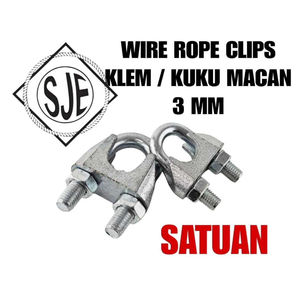 klem sling baja 3mm / kuku macan 3mm / klem kabel baja 3mm / wire rope claim 3mm / klem Seling 3mm
