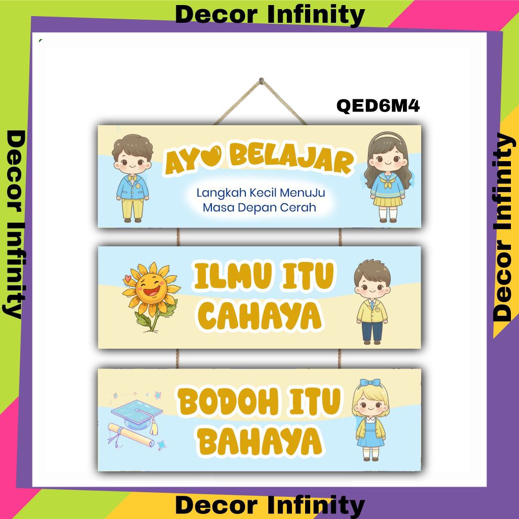 Hiasan dinding Quotes AYO BELAJAR 3 susun gantungan pajangan dinding motivasi