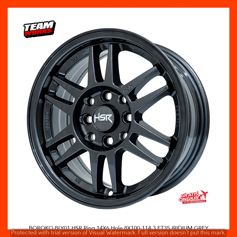 PELEK MOBIL RING14 HSR BOROKO BLY01 R14 LEBAR 6 PELEK R14 IRIDIUM GREY UNTUK BRIO AVANZA AGYA