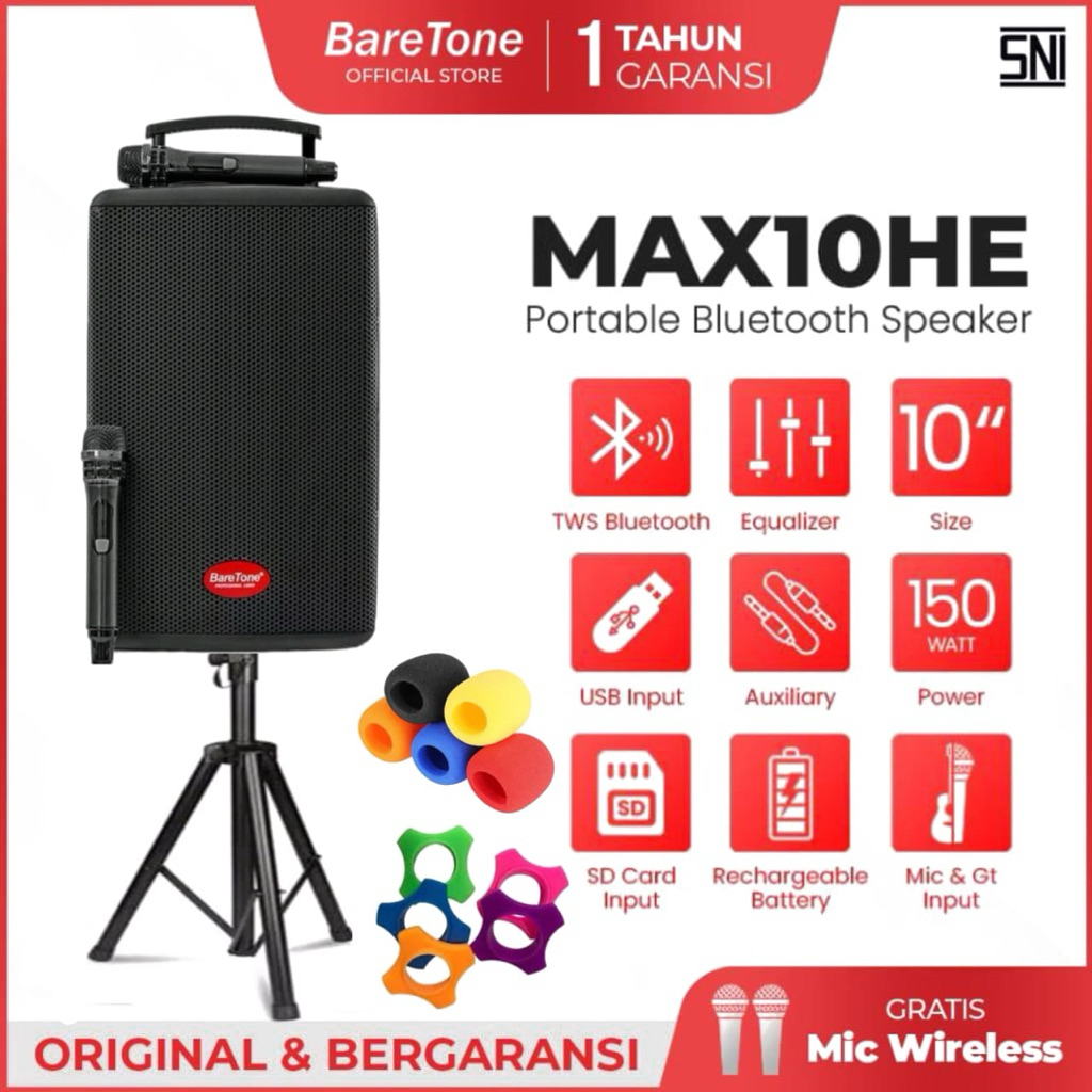 Speaker Portable Baretone Max10He Original Speaker 10inch