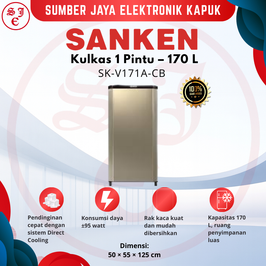 Sanken Kulkas 1 Pintu SK‑V171A‑CB SKV171ACB 170 L