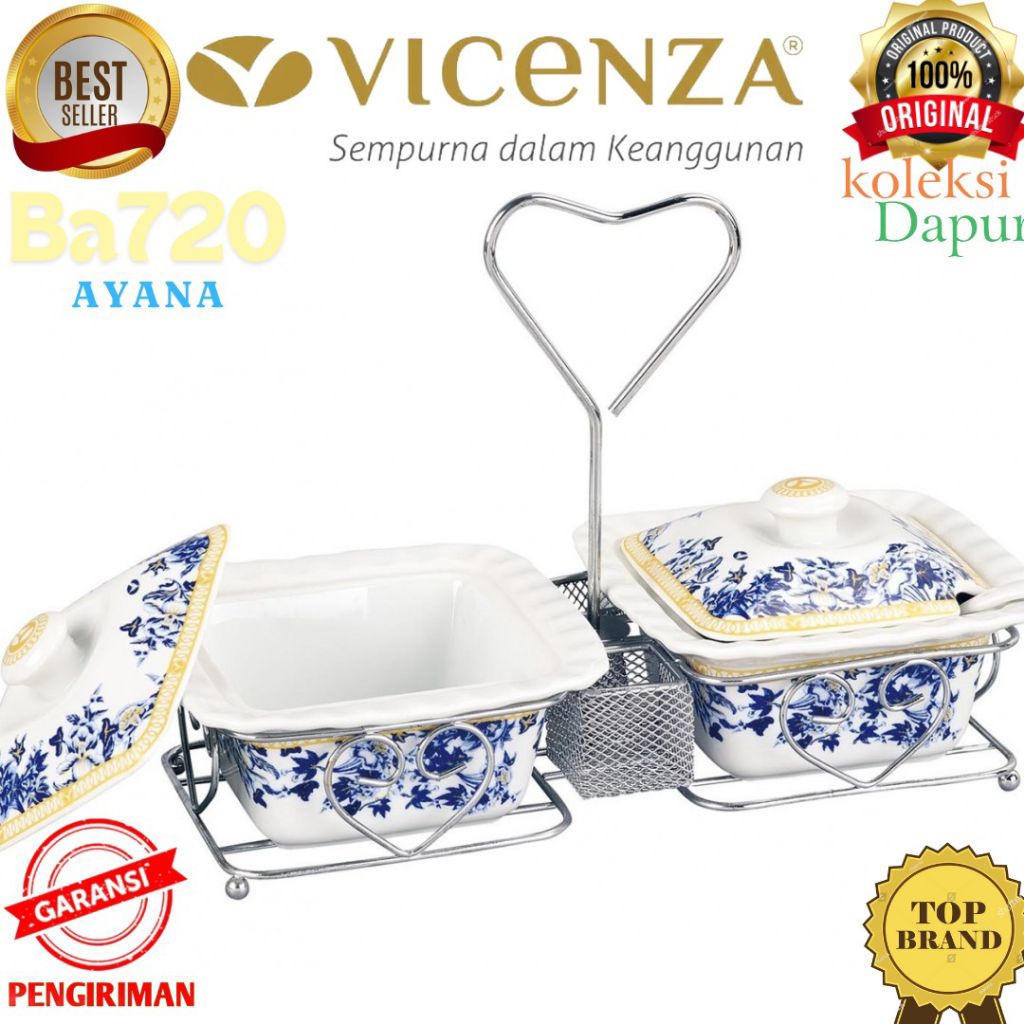 Tempat sambal kotak VICENZA Ba720 wadah saji tempat saos dan tempat bumbu ayana square jar, prasmana