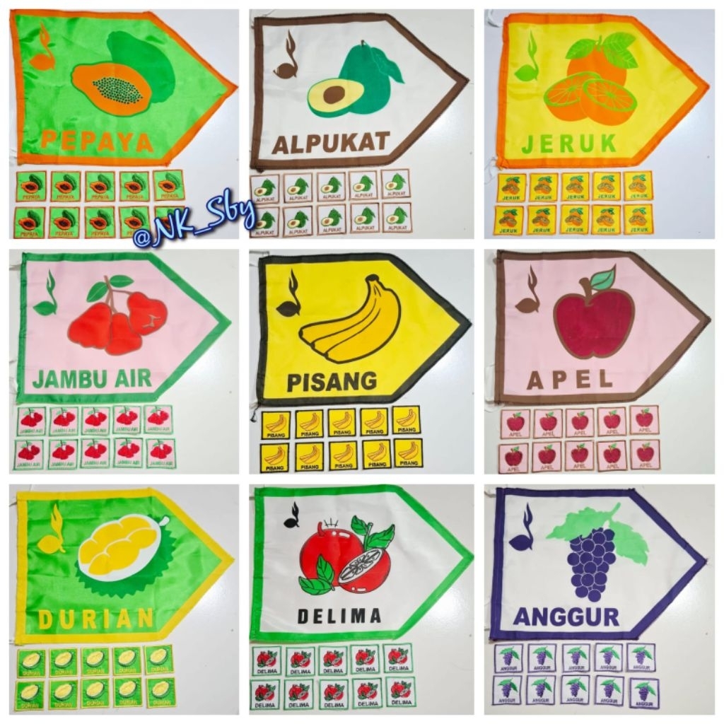 ( 1 Paket = 1 Bendera Regu + 10 Bet Regu ) Regu Pramuka Warna Nama Buah Buahan