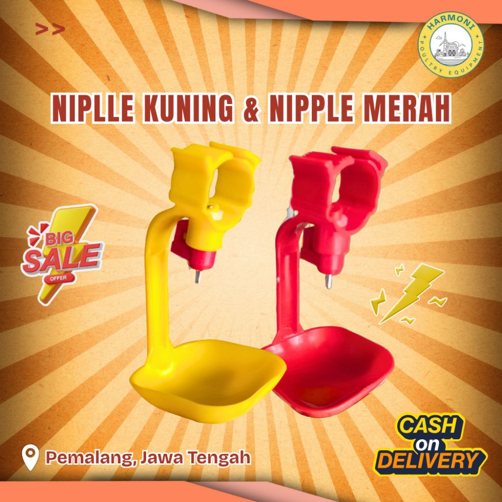 NIPPLE AYAM BROILER WARNA MERAH // NIPPLE 3/4 // TEMPAT MINUM AYAM