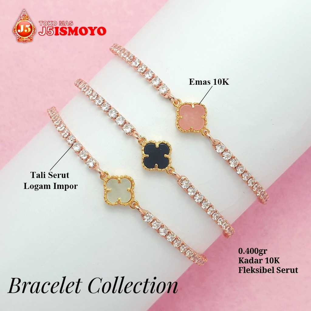 Gelang Tali Serut Kombinasi Emas Mas Clover J5 Ismoyo