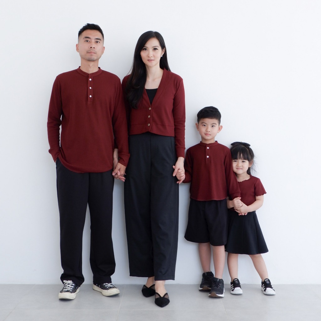 Isla Nola Family Maroon - Maroon - Set Pakaian Keluarga - Baju Couple - Baju Keluarga Couple - Baju 