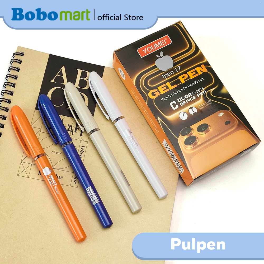 (12pcs) BOBOMART Pulpen Ipen 17 Youmei / Pen Apel / Gel Pen Apple Youmei