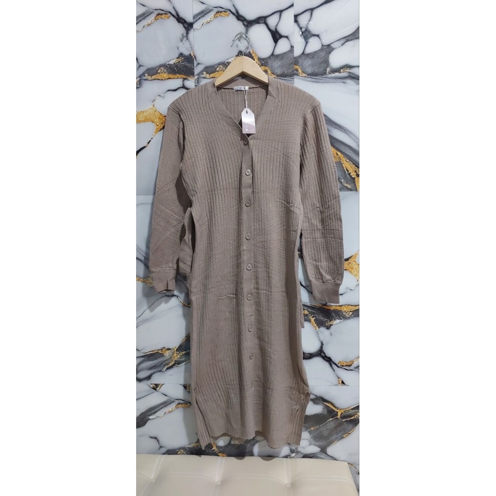 GLACIER LONG CARDIGAN RAJUT COKSU LENGAN BALON