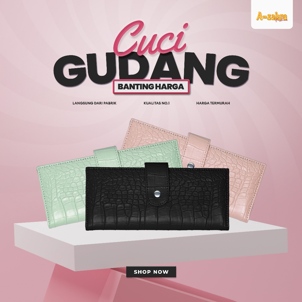 A-ZAHRA 05 CUCI GUDANG  DOMPET KANCING PANJANG CROCO / DOMPET KEUANGAN PANJANG WANITA / DOMPET DISIP