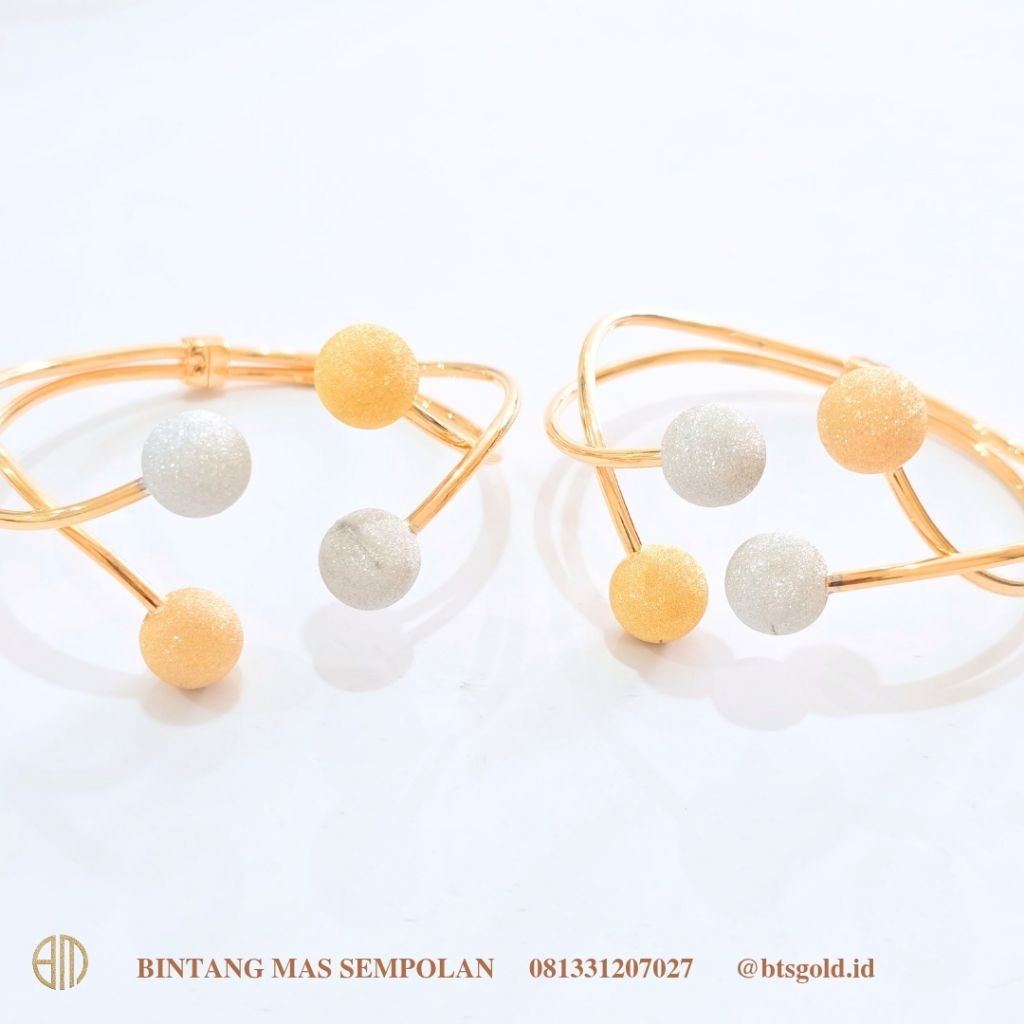 Gelang Bangle Boba Pasir Dua Warna Emas Asli