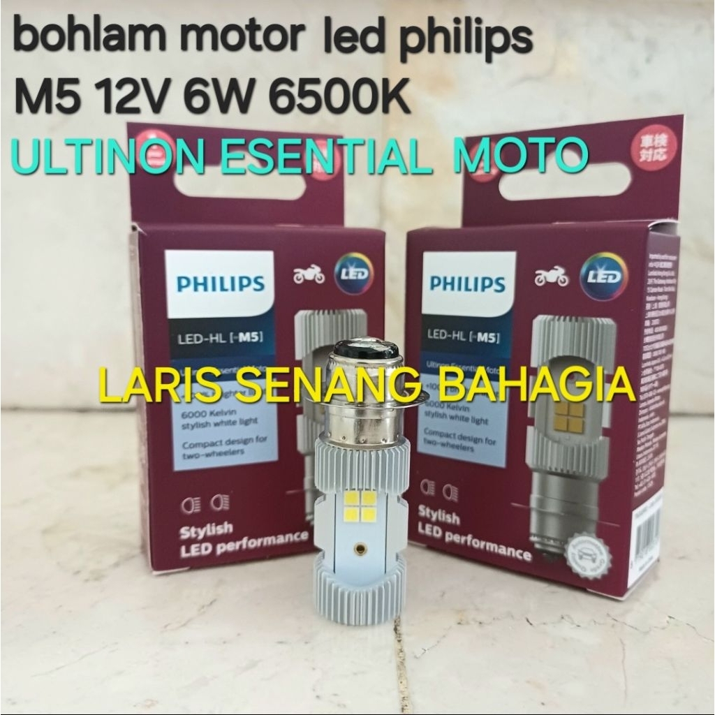 BOHLAM LAMPU DEPAN MOTOR LED M5 H6 KAKI 1 PHILIPS ORIGINAL