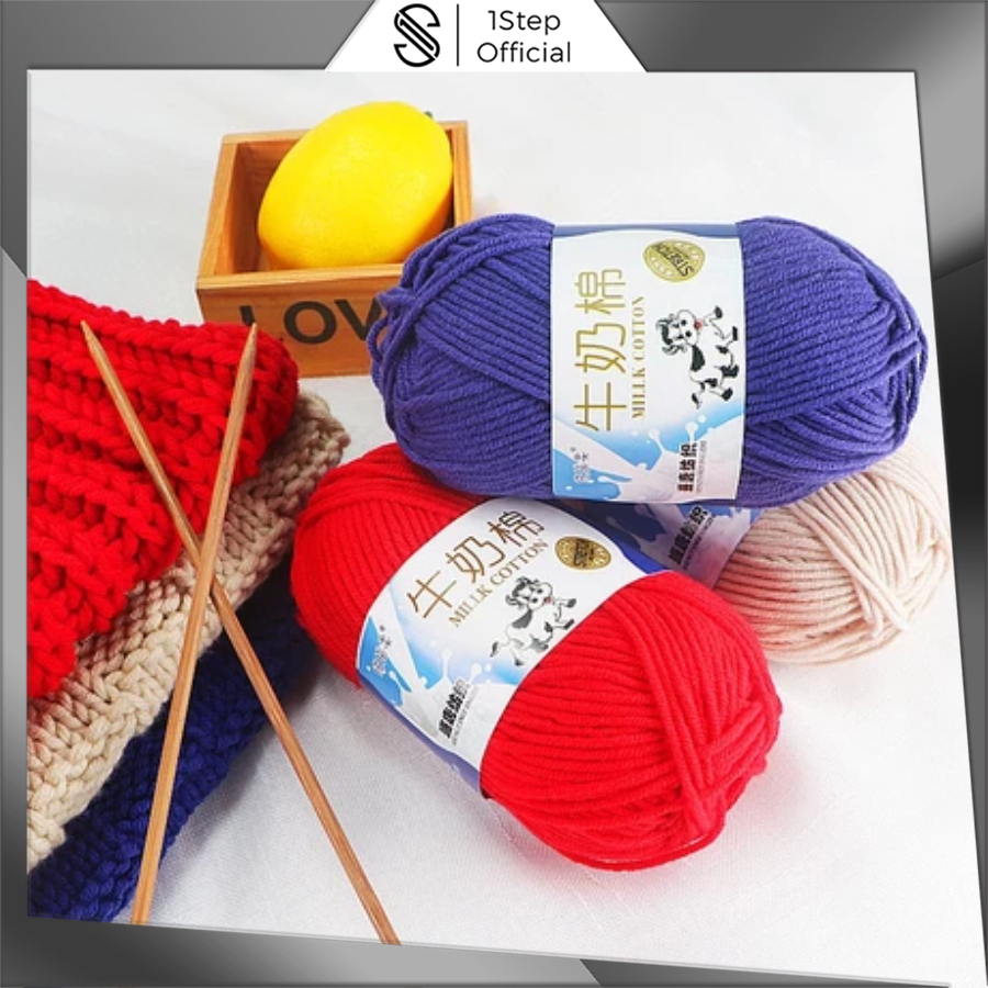 1STEP [50gram] Benang Rajut Katun Susu 5 Ply / Small PLY Milk Cotton / Cotton Yarn Milk 5ply 50gram 