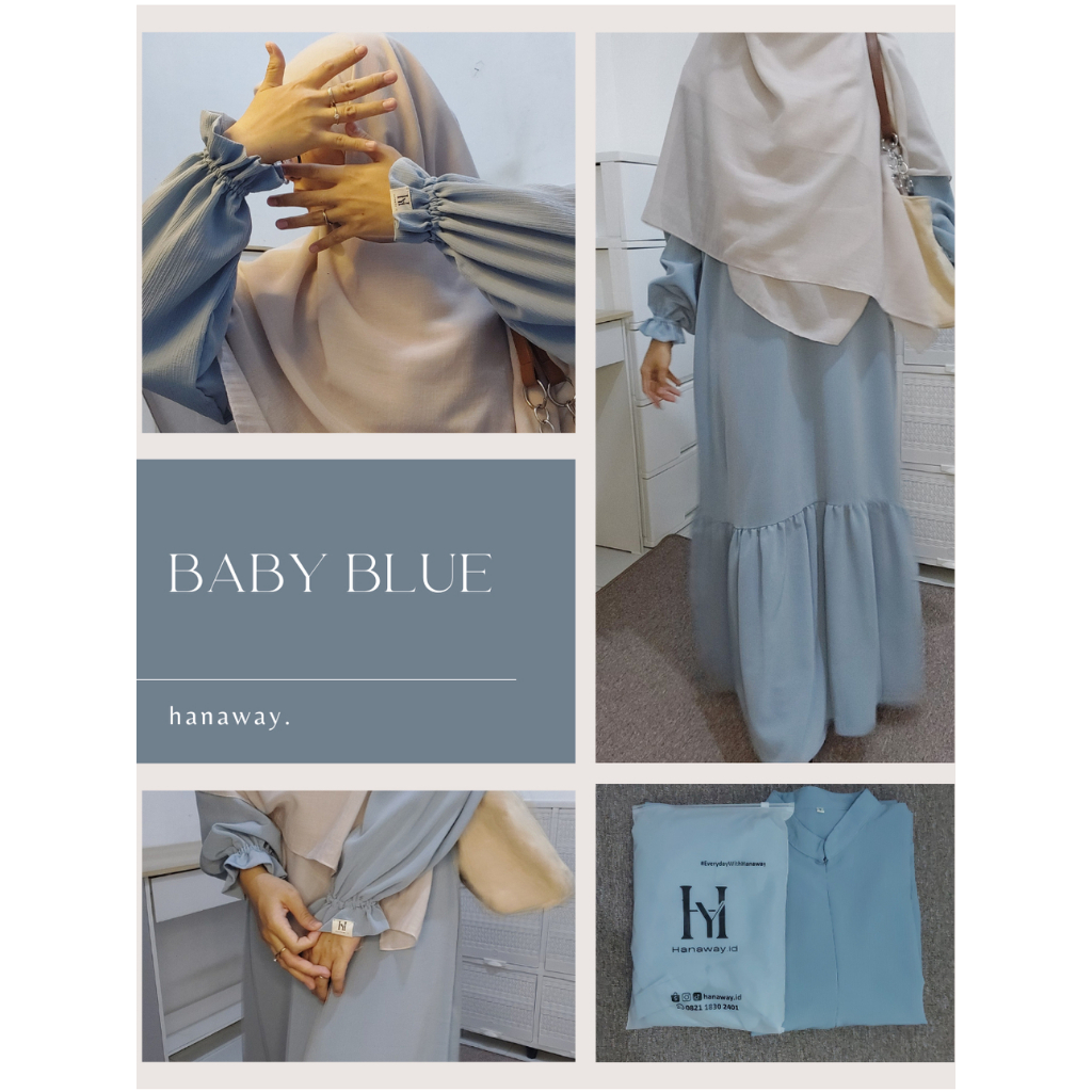 HANAWAY - Hannah Dress Snowsheer Original Fabrics Ruffle Gamis Abaya Premium Syari Muslimah  Remaja 
