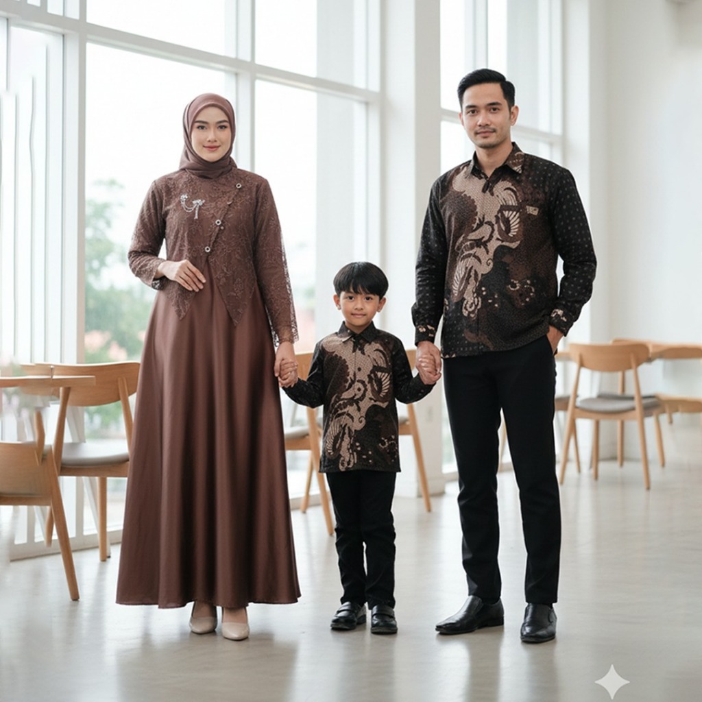 Batik Couple Termurah - Gamis Couple Family Sarimbit Baju Lebaran 2026 Terbaru Brokat Gamis Dewasa S