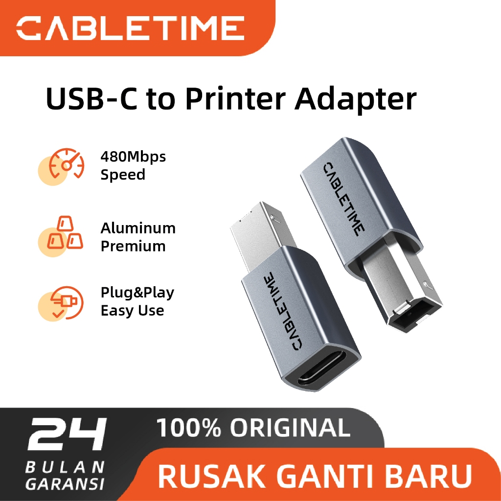 CABLETIME Adapter USB C to USB B Male to Male Adapter Converter For Printer MIDI Controller