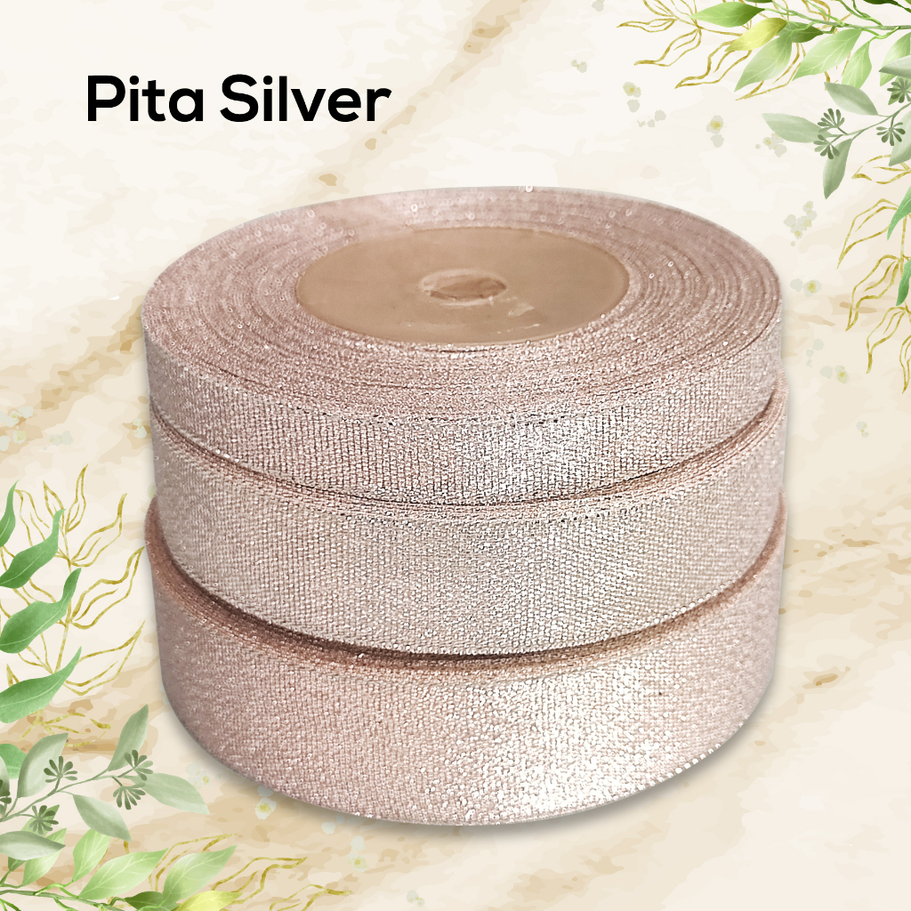 1 ROLL Pita metalik Glitter Silver / Pita Glitter Silver / Pita Perak 25 yard
