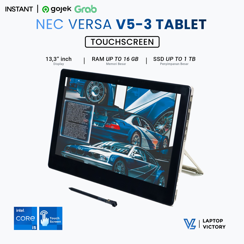 Laptop NEC V-5 Tablet 2-in-1 Touchscreen i5 Gen 7 | Termasuk Stylus Pen - Bonus Mouse Wireless & Tas