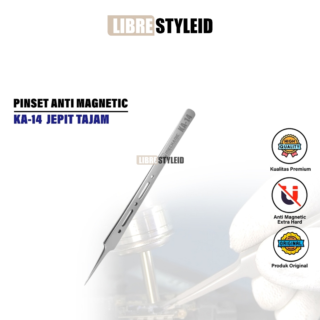 Mechanic KA14 MICRON EXTRA SHARP TWEEZER - Pinset Tajam Anti Magnetic - Pinset Tahan Karat - Alat Se