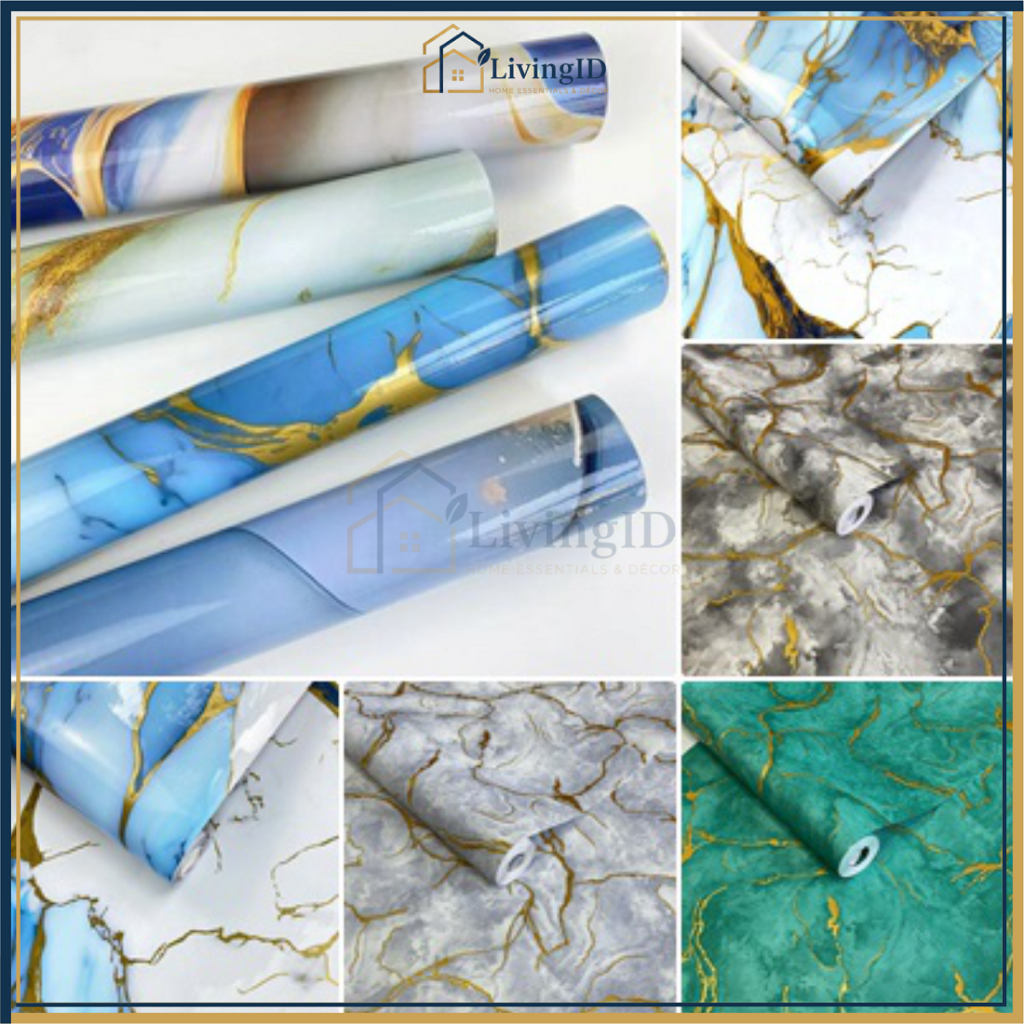 LivingID Wallpaper Stiker Dinding Motif Marmer Granit Bahan PVC / Wallsticker Dinding Motif Marmer