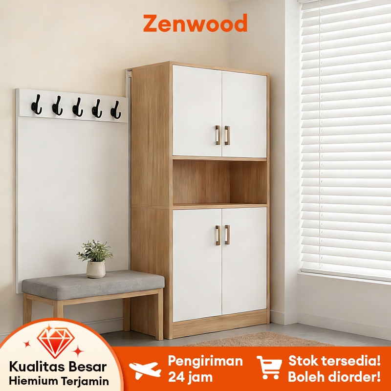 Lemari Penyimpanan Rak Buku Rak Susun Kayu Solid Lemari Ruang Tamu Rumah Serbaguna