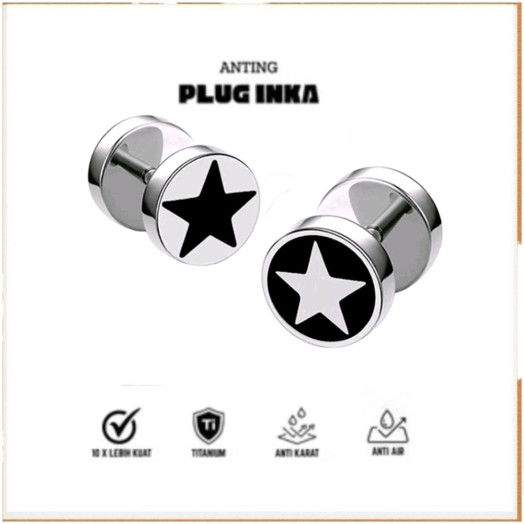 Anting Tindik Plug INKA Gambar, Anting Piercing Roda Drat Titanium