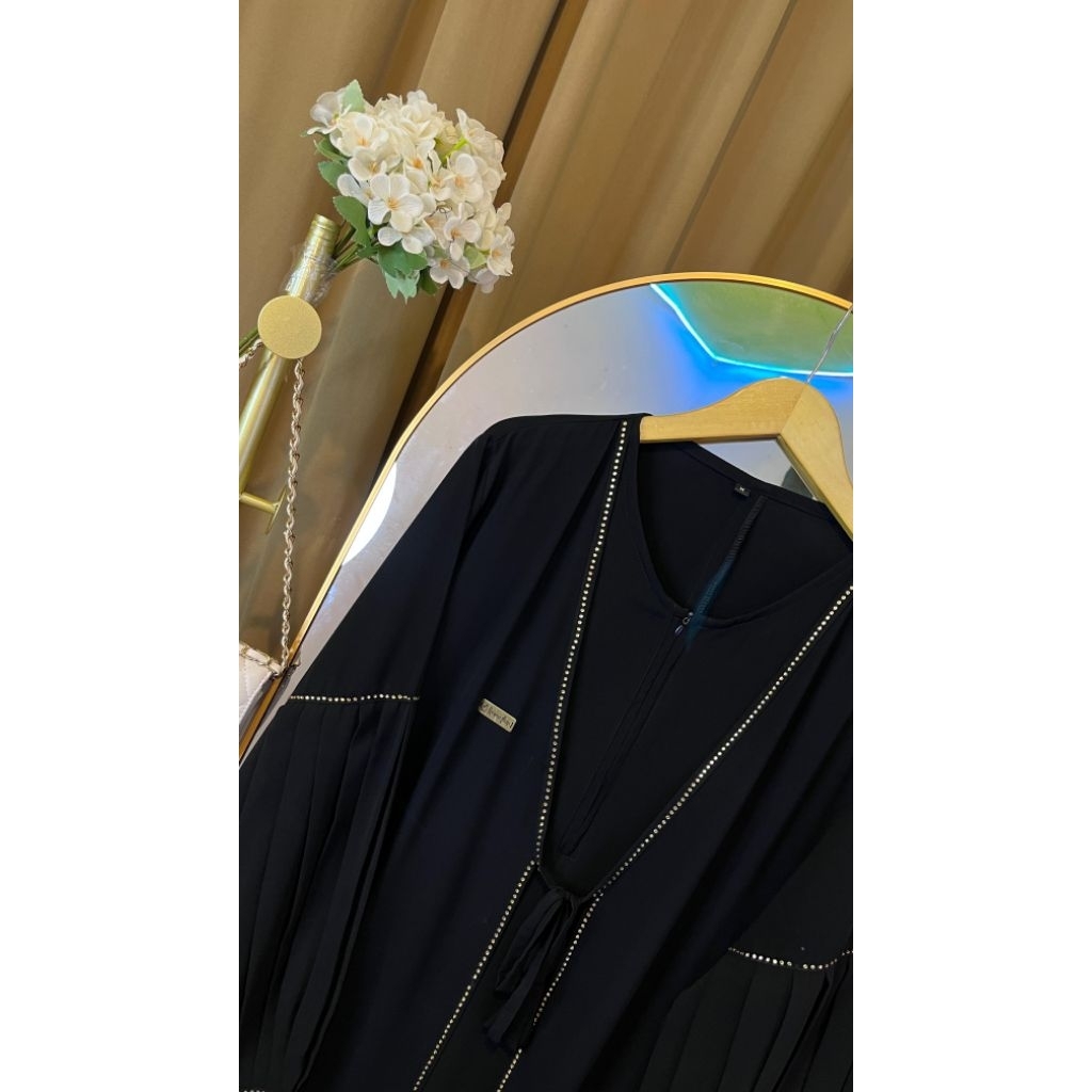 ABAYA HITAM ROMPI ALADIN | Abaya basic | Abaya Hitam | Abaya Arab | gamis terbaru  [ BISA COD ]