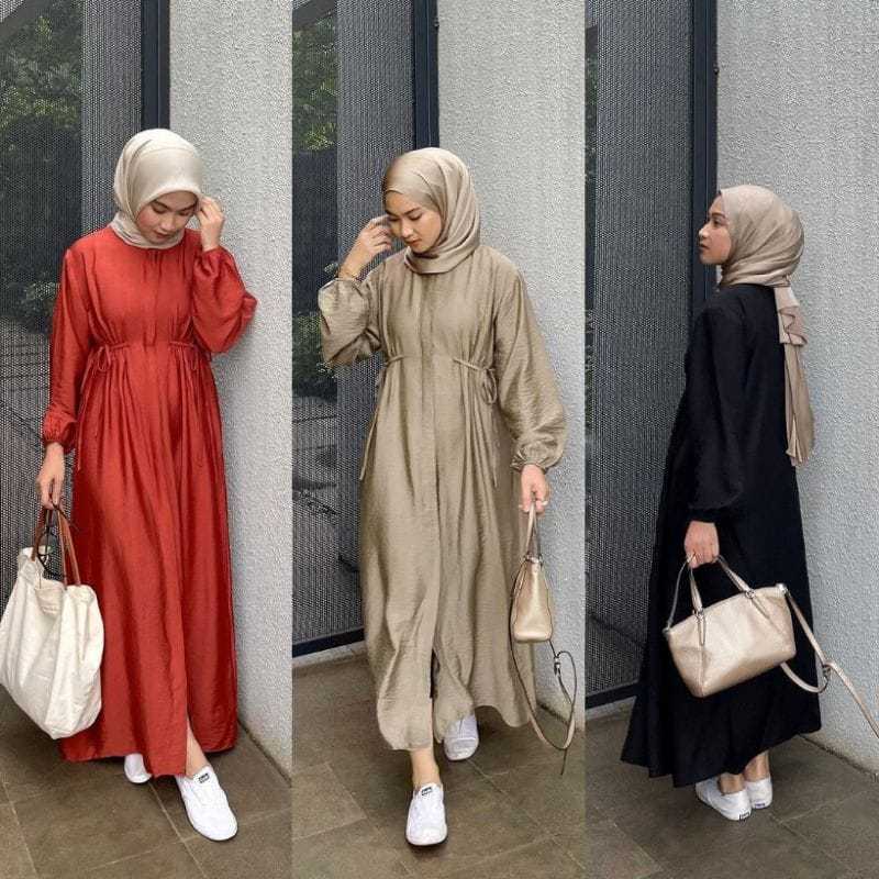 Hazzel Midi Dress | Gamis Polo Linen Crinkle