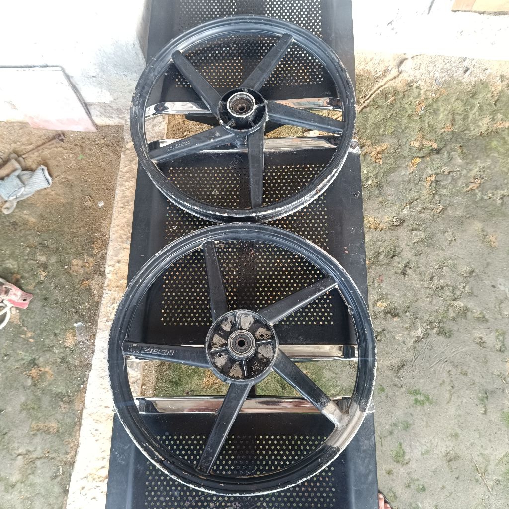VELG RACING DEPAN BELAKANG ZIGEN PALANG 5 TROMOL PNP SUZUKI RC CRYSTAL SATRIA 2t NOS ORIGINAL COPOTA