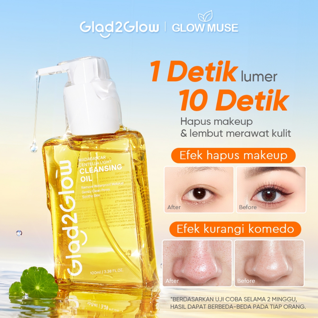 Glad2Glow Madagascar Centella Light Cleansing Oil 100ml/200ml g2g micellar water pembersih wajah Pen