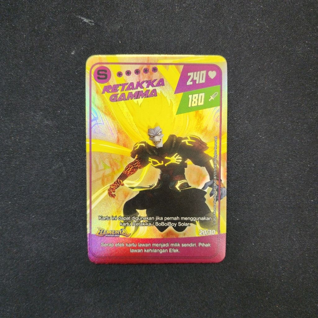 Kartu Boboiboy Monsta Galaxy Card - Retakka Gamma 20/30 (S Rank Gold Card) Elemental Starter Deck
