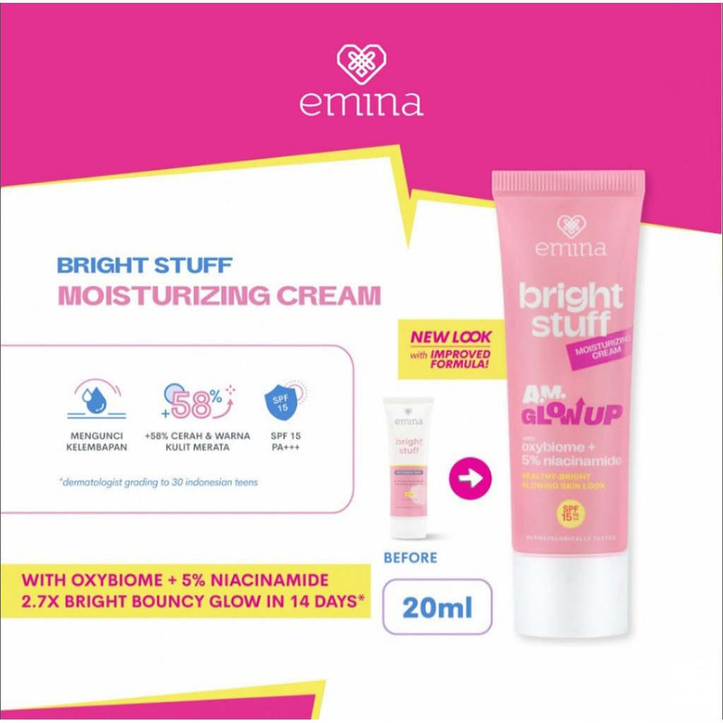 Emina Bright Stuff Krim Moisturizer Pelembab dan Pencerah Wajah 20 ml