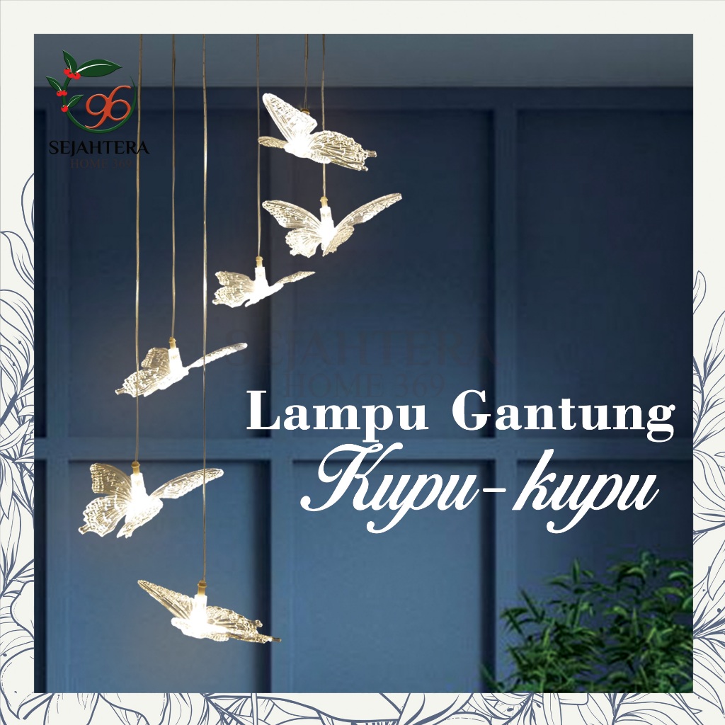 Lampu Gantung Kupu-kupu Kristal Aesthetic Mewah | Lampu Gantung Kupu-kupu Kristal Aesthetic Mewah | 
