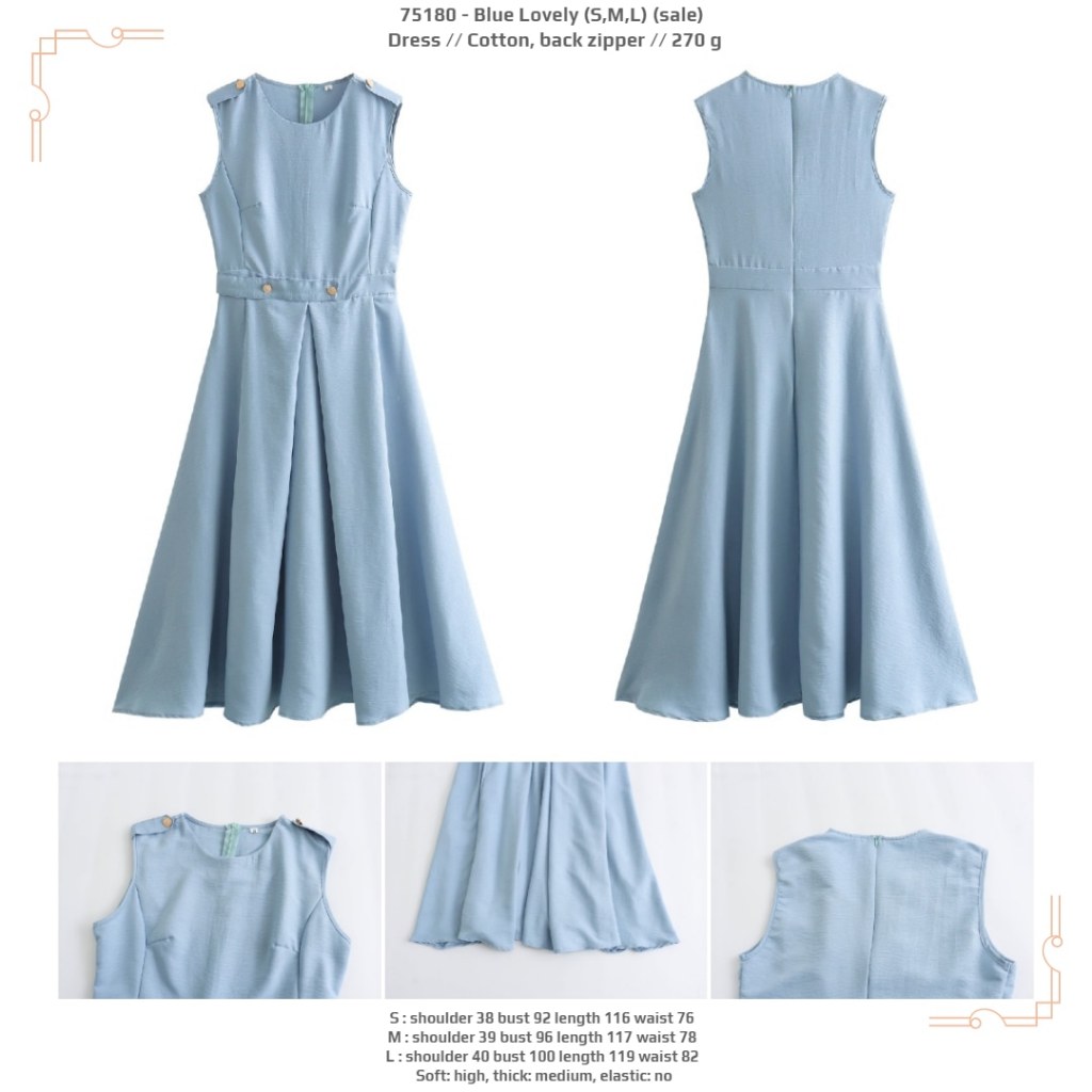 LRC80 - Blue Lovely (S,M,L) (sale) - Dress