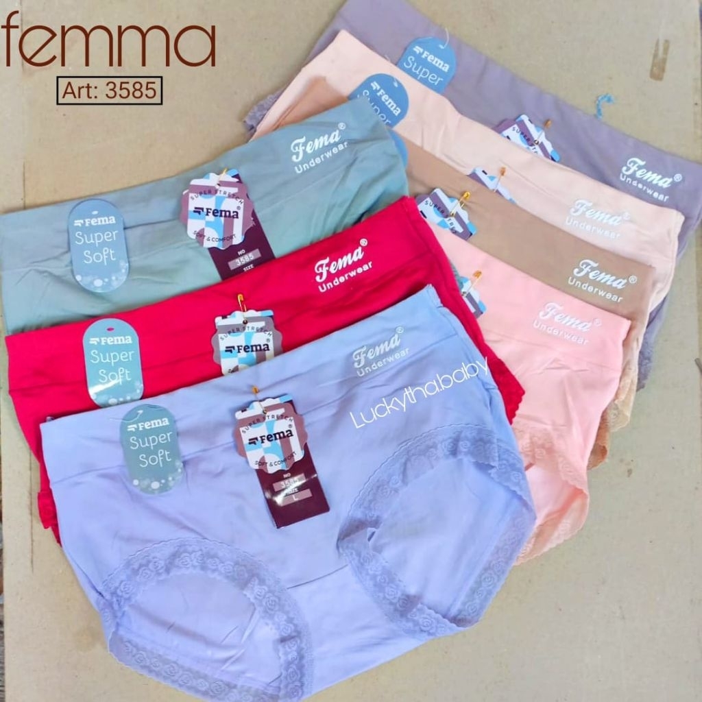 12,6pcs Celana dalam Fema 3585 / cd wanita fema/ celana dalam wanita dewasa fema 3585