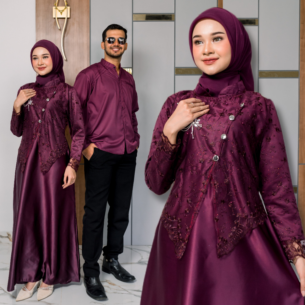 Dress SAHARA Gamis Lebaran 2026 Dress Janggan Busui Friendly Gaun Pesta Brukat Premium Mewah Elegan