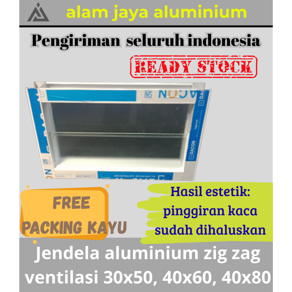 Jendela aluminium Boven kaca zigzag ventilasi sirkulasi udara