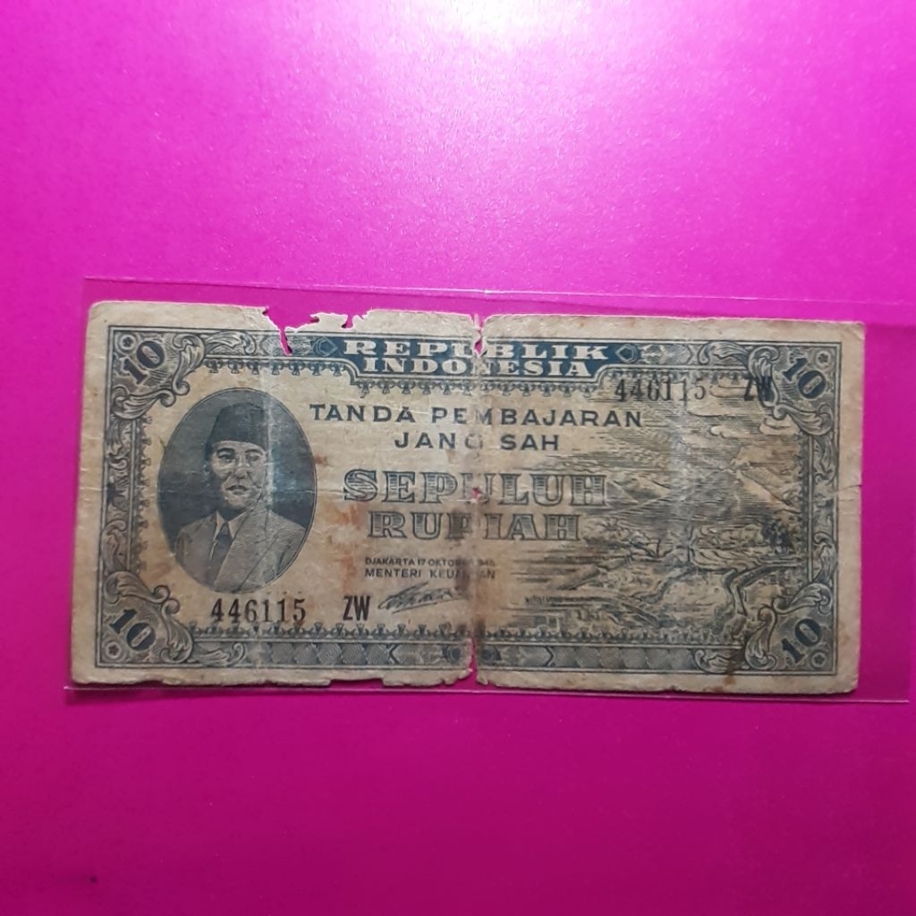 uang kuno 10 rupiah ori 1945