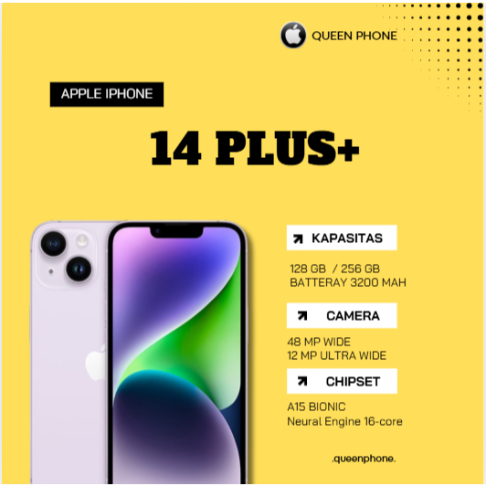 IP 14 PLUS 128GB/256GB SECOND LIKE NEW FULLSET NO MINUS