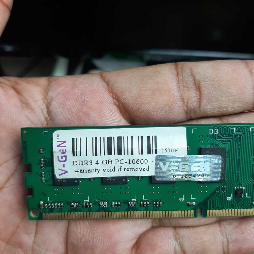 VGEN RAM DDR3 4GB PC 10600 PC-10600 RAM Komputer V-GEN DDR3 4GB Longdim Bekas