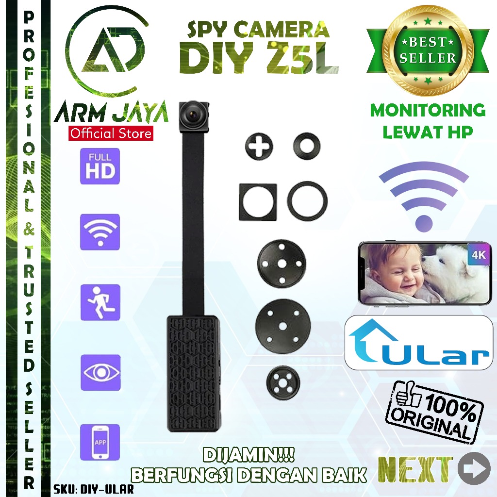 DIY-ULAR Kamera Mini DIY Module WiFi Full HD 1080P SpyCam CCTV Tersembunyi Hidden Camera Lensa Micro