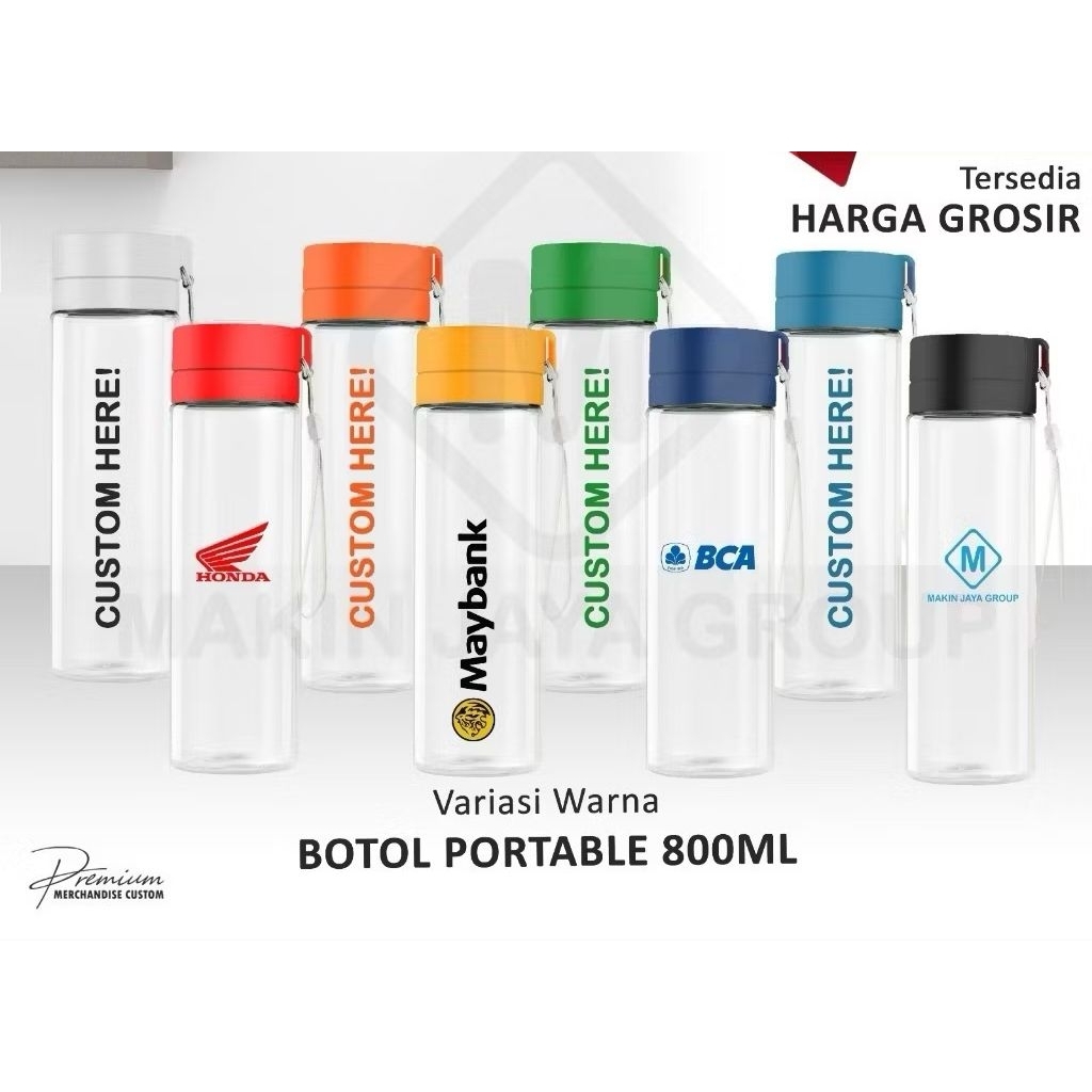 Souvenir tumbler / botol minum portabel plastik 800ml sablon custom