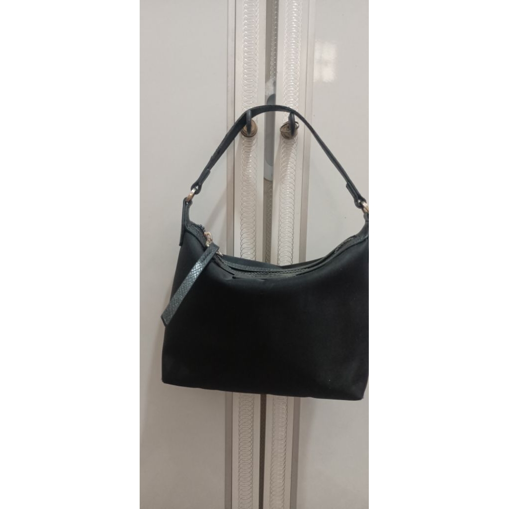 LC mini handbag hitam kanvas mix kulit