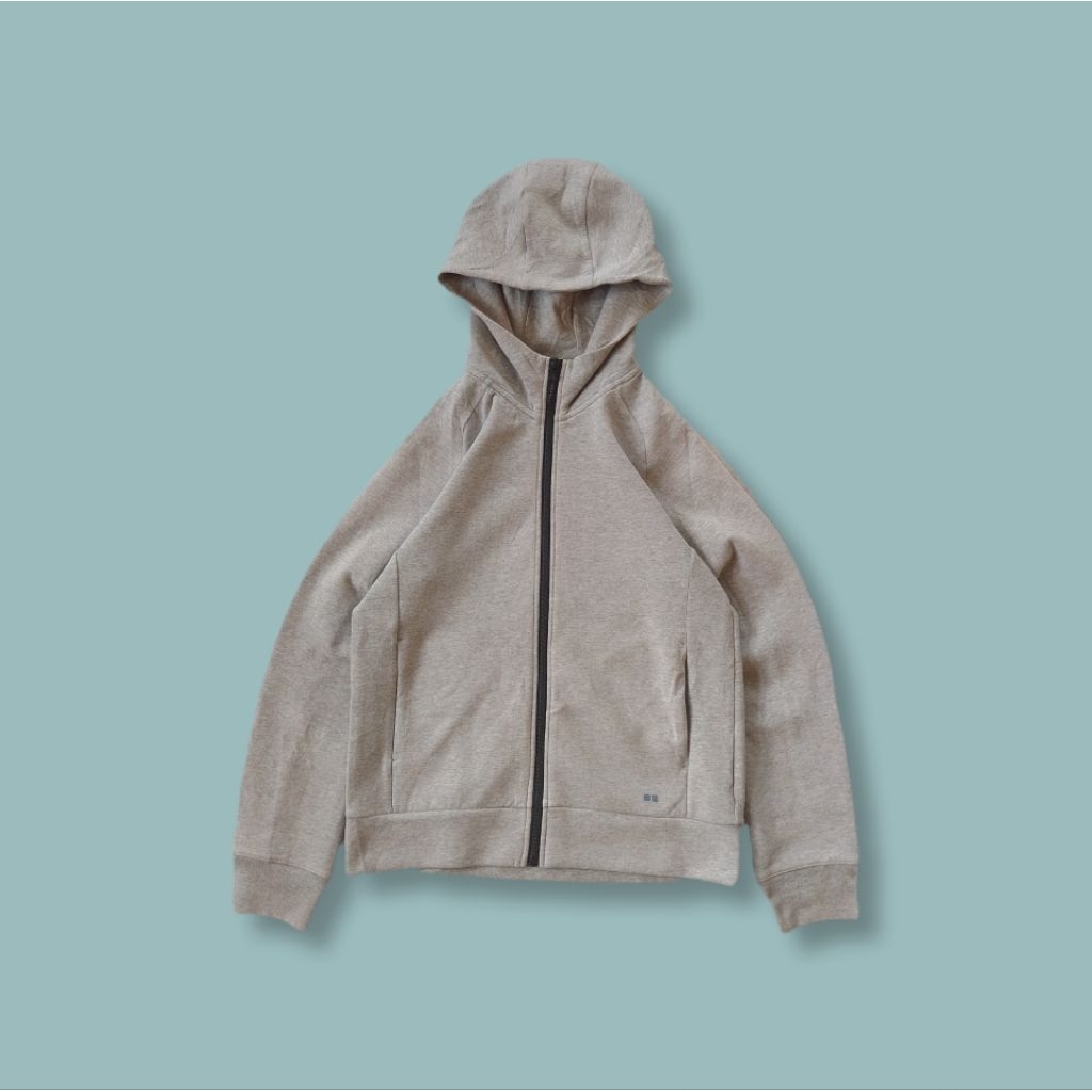 Jaket Uniqlo Fleece Tech Fullzip Hoodie Gray Second S