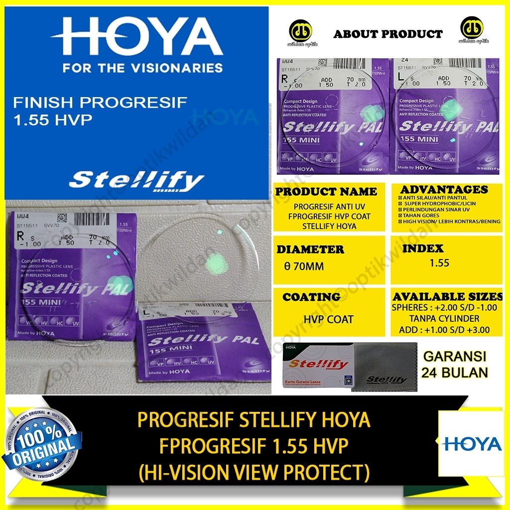 LENSA HOYA STELLIFY PROGRESIF 1.55 HVP READY STOCK