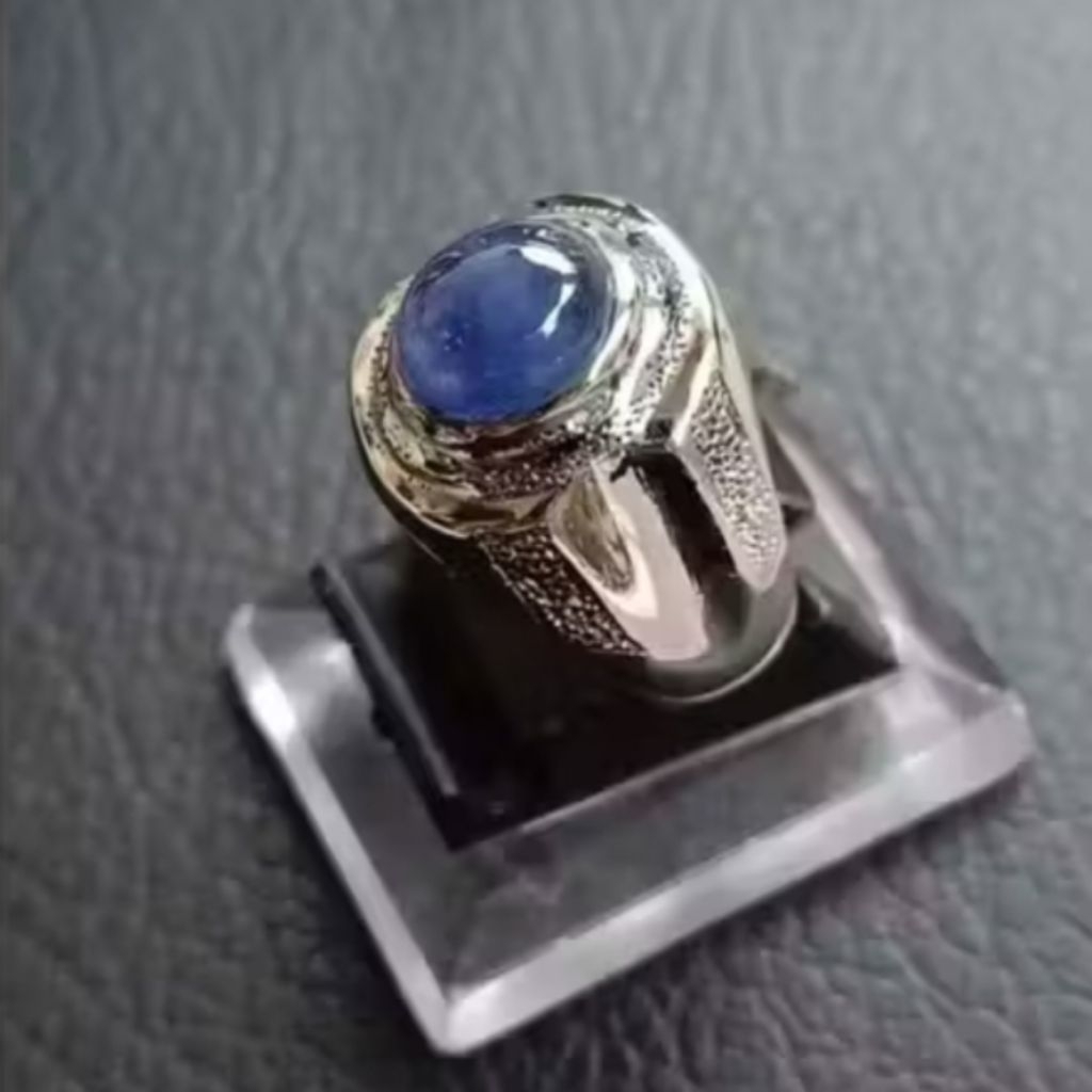 Cincin Batu Blue Sapphire Top Quality Asli Natural 100%