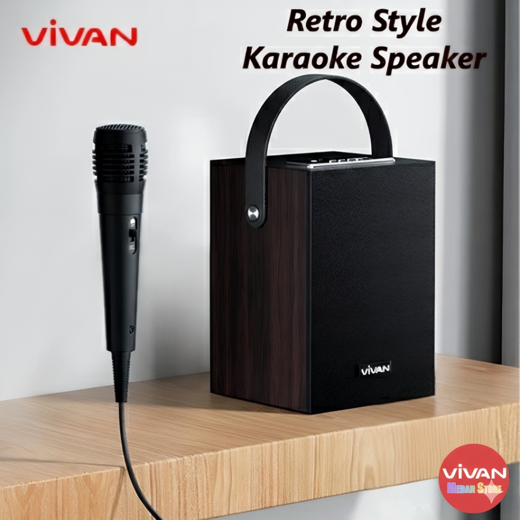 VIVAN VS35 Speaker Karaoke Bluetooth 5.3 TWS Connect 5W Material Kayu Include Microphone Support AUX